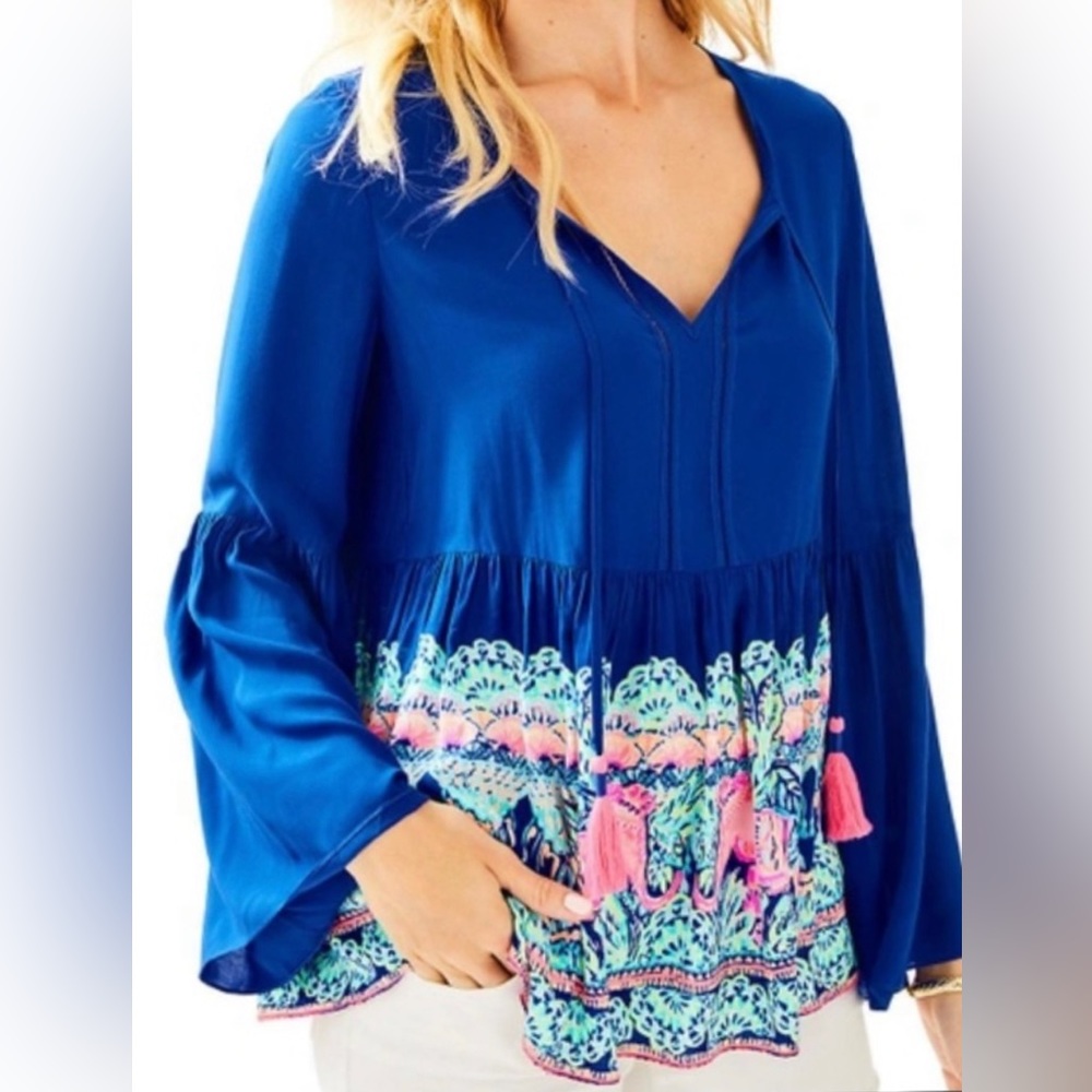 Lily Pulitzer Kahli peasant top EUC size M